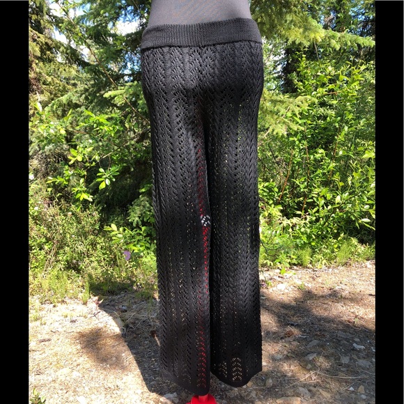 NEW Black Stretch Knit Pant Crop Top Set Summer Loungewear Beach One Size XS/S - Picture 6 of 12